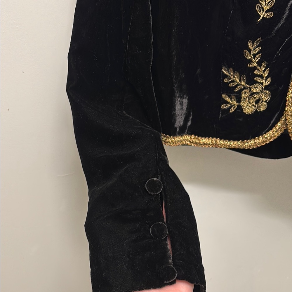 Free People Black and Gold Embroidered Blazer - Picture 2 of 5